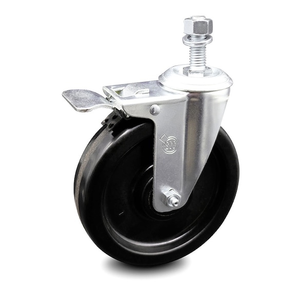 6 Inch Phenolic Swivel 1/2 Inch Threaded Stem Caster with Total Lock Brake SCC